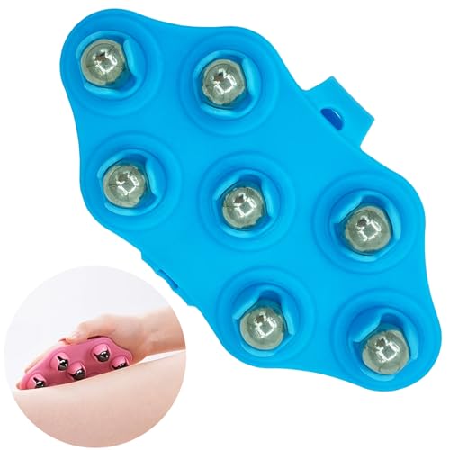 VntMQP Ball Body Massage Handschuhe, Portable Body Massager Rollen, Palm Shaped Massage Handschuhe, Massagehandschuhe mit Kugeln, Metall Ball Massager
