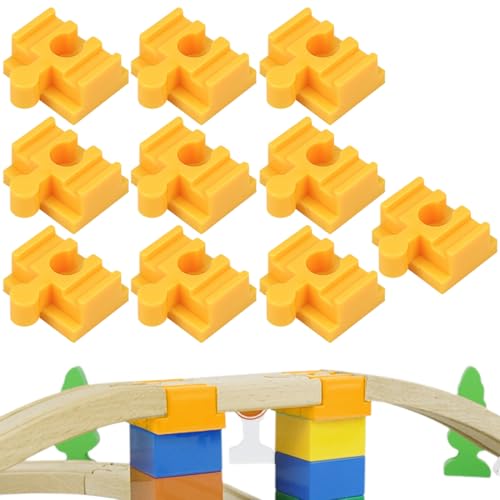 GXGM 10-Teiliges Set Track Connectors Für Brio Duplo Systemverbinder, 4 * 3.2 * 1.9Cm Kompatibler Adapter Gleisverbinder, Universell Kombiniert Beide Systeme Miteinander, Schienenverbinder(Gelb,C)