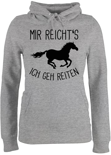 Pullover Damen Hoodie Frauen - Pferde und Zubehör - Mir reichts ich GEH Reiten mit Pferd I Geschenk Reiter I Pferdemädchen - S - Grau meliert - Fun-Sweatshirts pferdepullover pferdemotiv Horses