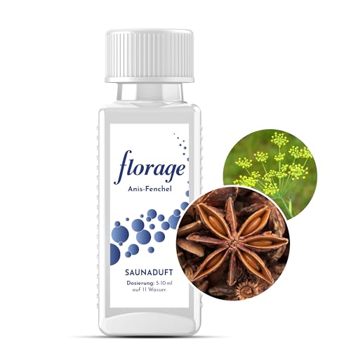 Florage 100ml Saunaaufguss ANIS FENCHEL - 50 Jahre Erfahrung als deutsche Duftmanufaktur, hochergiebiges Aufgussmittel für die Sauna, viele Aufguss Düfte, vegan und ohne Tierversuche, auch als Set