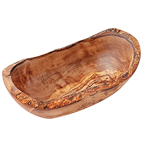 MOHA 24 hochwertige rustikale Snackschalen aus Olivenholz, Dekoschale, Natur Holzschale, Schlüsselablage, Schmuckschale, Olivenholz Schale, Dipschale, Handarbeit Verschiedene Größen. (16-17 cm)