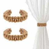 Qianyu 2 Stück Boho Vorhang Raffhalter Eflochtene Gardinenhalter Vorhang Halter Vorhänge Dekorative Wohnzimmer Vorhangbinderhaken für Bauernhausdekor Leichte Vorhänge Schlafzimmerzubehör