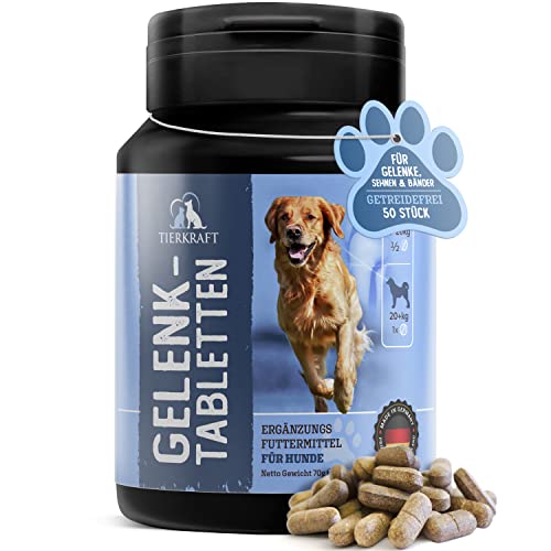 Tierkraft Gelenktabletten für Hunde - Made in Germany - Gelenktabletten Hund mit Grünlippmuschel - Teufelskralle Hund - MSM Hund & Grünlippmuschel Hund - 50 Gelenk- & Knochenschutz Tabletten