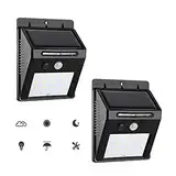 GRIFEMA DG1002-20, Solarleuchte für Außen 20 LED, Wasserdichte Solarlampen mit Bewegungsmelder, 2 Stück, Grau