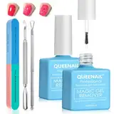 2 Stück Gel Nail Polish Remover, Professioneller Gel Schellack Nagellackentferner, Gelnägel Entferner Kit mit Nagelfeile, Hautschieber und Nagelschaber, Entfernt Schnell und Einfach Gellack