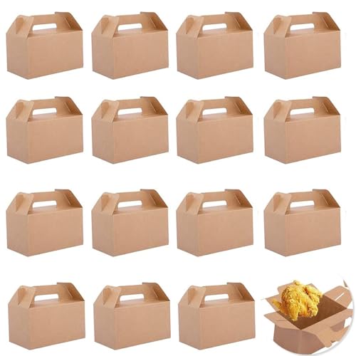 15 Stück Kraftpapier Verpackungsbox, 21 * 13 * 11cm Take Away Box, Pappschachteln mit Deckel, Braune Kraftpapier Boxen, Kraftpapier Lebensmittelbox, für Geschenk, Brathähnchen, Kuchen, Gebäck
