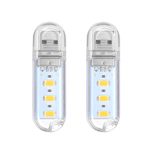 LEDMOMO 2PCS mini bewegliches helles 3 LED-Nachtlicht USB-Lampe , Polykarbonat (warmes Weiß)