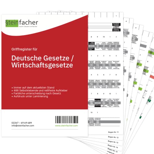 Steinfacher Griffregister für DEUTSCHE GESETZE/WIRTSCHAFTSGESETZE (MIT amtlichen Überschriften)