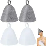 XTUDOU® 4 Stück Sauna MüTze Set, Saunahut, Saunahut Herren, Duschzubehör für Männer und Frauen, Saunahut Filz für Sauna, Badezimmer, Spa(Weiß, Grau)