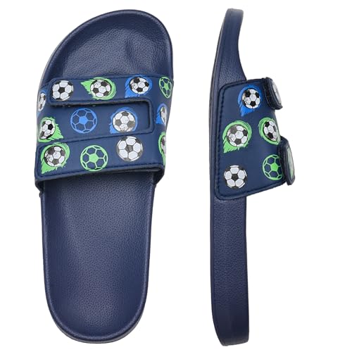 Torotto Unisex-Kinder Badeschlappen Sommer Flache Hausschuhe Badesandalen rutschfest Schlappen Badeschuhe(Blauer Fußball, 36/37EU)