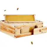 VEVOR Bienenstock-Starterset, mittlere Box, 100% mit Bienenwachs beschichtetes natürliches Zedernholz, Langstroth-Bienenstock-Set mit 10 Rahmen und Mittelwänden, transparente Bienenfenster aus Acryl