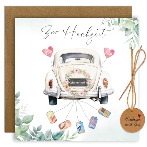 BOYATONG Hochzeitskarte Geldgeschenk mit Umschlägen, Hochzeitsgeschenke für Brautpaar, Originelle Geldgeschenk Hochzeit Verpackung, Glückwunschkarte Hochzeit Geldgeschenk - Hochzeitsauto