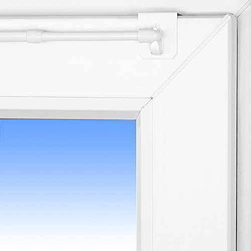 Gardinenstange "Extra" 80-120cm ausziehbar Vitragenstange Weiß 20-23mm ideal für Dreifachverglasung + 1 Paar Klemmträger für oben und seitlich am Fenster