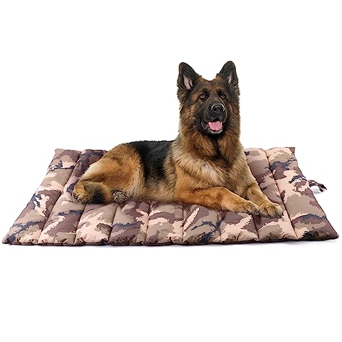 XIAPIA wasserdichte Hundematte für Outdoor, Waschbares Hundebett, Antistatik, Hygienisch, Faltbar, Große Reisedecke für Haustier 110x68 cm (Tarnbraun)