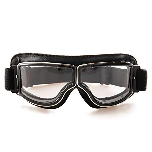 Motorradbrille PU Leder Sonnenbrillen Sportbrille Retro Radbrille für ATV Bike Motocross Brille Schutzbrille (Schwarze B)