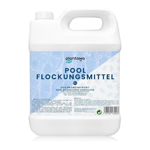 PLANTAWA Flüssiges Pool-Flockungsmittel 5L | Trübungsentferner. Pool-Flockungsmittel Für Schwimmbäder Und Spas. Klärt Das Wasser. Frei Von Schädlichen Chemikalien. Alles In Einem Wasserklärer