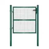 SONGMICS Gartentor, Gartentür, verzinkter Stahl, abschließbar, Tür 106 x 100 cm (B x H), rundes Rohr, rundes Rohr, grün GGD150G01