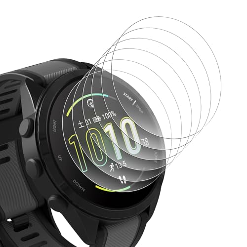 Bigqin 6 Stück Displayschutzfolie kompatibel mit Garmin Forerunner 165/165 Music, HD Klar Temperglas Folie 9H Härte Vollständige Abdeckung Blasenfrei Kratzfeste Schutzfolie