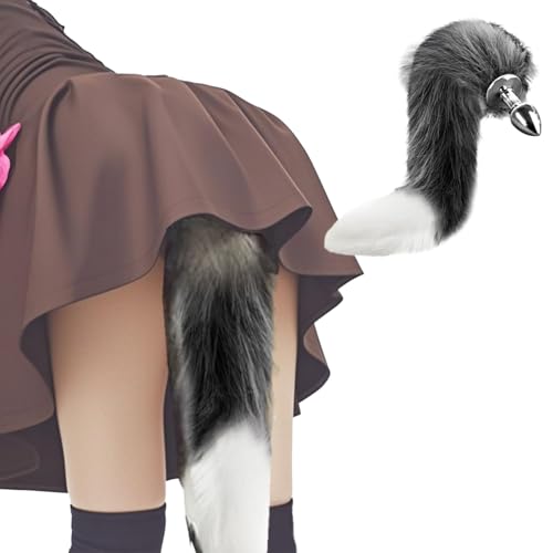Fuchsschwanz Analplug, Edelstahl Anal plug mit Fuchsschwanz, Erotik Fuchs Tail Butt Plug Cosplay, Anal Sexspielzeug für Frauen Männer, SM Sexspielzeug Analplug für Frauen mit Schweif
