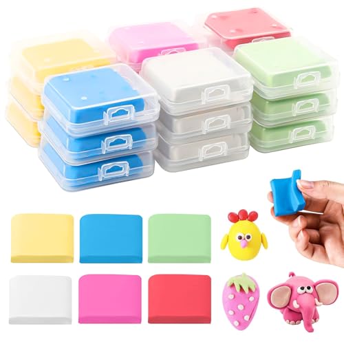 XTUDOU® 18 Stück Knetradiergummi, 3,5 X 4 X 1 Cm Radiergummi Knete, Mehrfarbig Knetradierer mit Transparenter Box, Knetgummi Radierer für KüNstler, Kinder, Malen, Schreiben, Skizzieren
