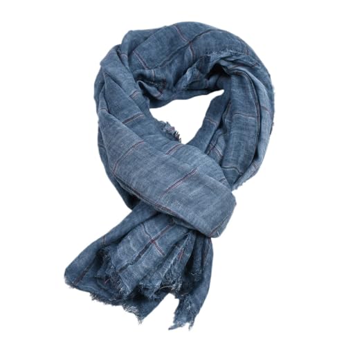 LIUPUUDLY Schal Herren Weiche Leichter Schal aus Baumwolle Mode Lang Halstuch Herrenschal (Blau)