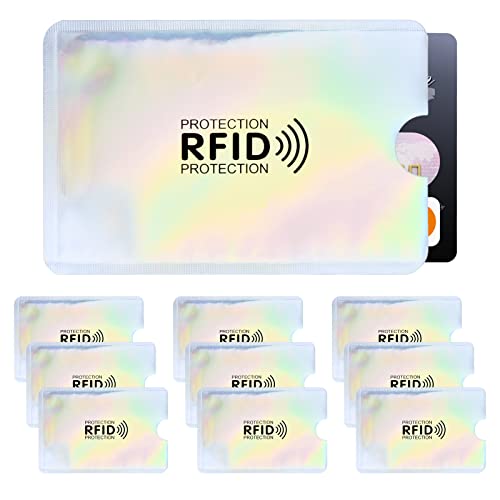 Xzeemo 10 x Scheckkartenhülle, RFID Blocker Kartenhülle, RFID Blocking NFC Schutzhüllen, RFID NFC Blocker Schutzhülle AbschirmungSchutz, Schutzkarte gegen Datenklau & Geldabheben für Bankkarten
