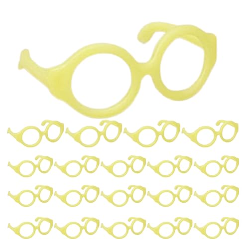 Ynnhik Mini-Puppenbrille - Linsenlose Puppenbrille, Puppen-Anzieh-Requisiten | 20 kleine Gläser, Puppen-Anzieh-Brillen für -Zubehör, Puppen-Anziehzubehör