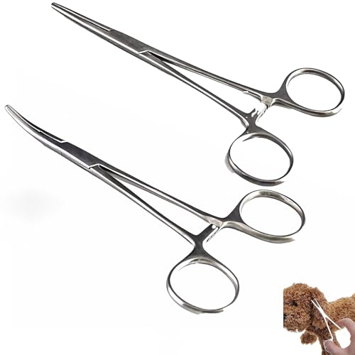 Piercing Zangen Set, selbstsichernde Piercing Zangen Set, Premium Edelstahl Angelklemmen mit Sägezahn Design für DIY Handwerk und Tierpflege (2er Pack)