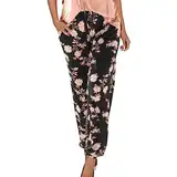 Generisch Haremshose Damen Sommer Lange Schlupfhose Boho Strandhose Leicht Freizeithose Loose Sommerhose Frauen Pant Mit Taschen Straight Bein Hosen Sommerhosen Stoffhose Jogginghose Yogahose