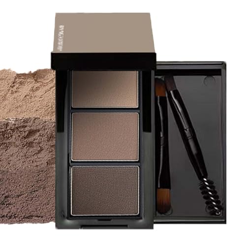 EONFAVE Braun Augenbrauenpuder, 3 Färbe Eyebrow Powder, Wasserfeste Augenbrauen Puder mit Bürste, Multipurpose Augenbrauen Farbe, Feines Pulver, für Natürlich Aussehende Augenbrauen den Ganzen Tag