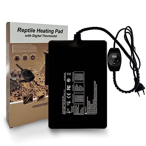 Reptil Heizmatten mit Thermostat, FIPASEN Terrarium Heizmatte für Schildkröten Schlangen Eidechsen Gecko Einsiedlerkrebse Frösche Spinnen Insektenzucht Pflanzenkasten - Wärmematte Reptil (11W:15x20CM)