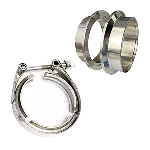 3 Zoll Auspuff V-Band Schelle Edelstahl 304 Kit Mit 2PCS Male& Female Männlicher und weiblicher Flansch 76mm V Band Clamps Anschweissringe Zentrierringe für Turbos (3.0In(76mm))