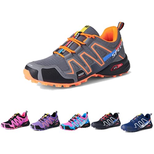 ILESTDG OrthoTrekking ergonomische schmerzlinderndeTrekking Wanderschuhe Damen und Herren,Geeignet Für Den Einsatz Im Freien Fahrradschuhe (Grau Orange,43)