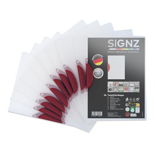 SIGNZ Klemmhefter TwistClip, DIN A4, 10 Stück, Für bis zu 30 Blatt, CO2-neutral hergestellt, made in Germany