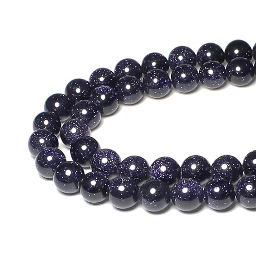 MJDCB Perlen zum Auffädeln 8mm 45 stück Blauer Sandstein Halbedelsteine Perlen mit Loch Natürliche Lose Runde Steinperlen für Herstellung Schmuck Armbänder Halsketten