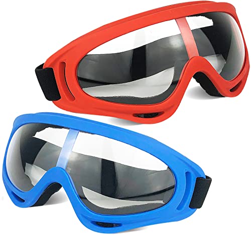 Toyer Schutzbrillen/Schutzbrillen/Motorradbrillen mit Bandanas, kompatibel mit Nerf Game Battle für Kinder, Rot + Blau, 2 Stück