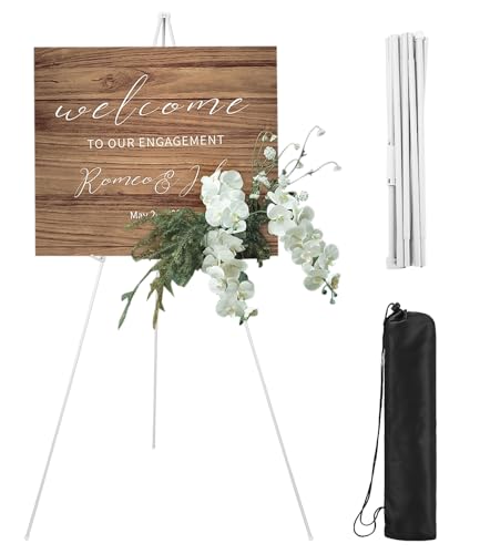 Kureny Künstler Staffelei Stand,Tragbar faltbar,160cm Verstellbares Stativ Tisch Kunst Leinwand Malerei Display,Staffelei Ständer für Hochzeitsschild,Poster, Malerei,weiß (Weiß)