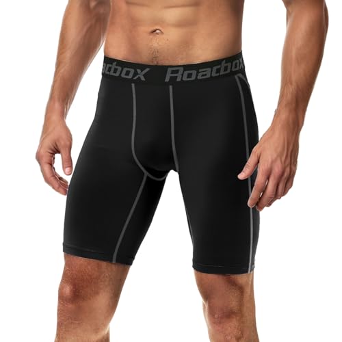 Roadbox Herren Kompressionsshorts, Männer Sport Unterhosen Schnelltrocknendes Sportunterwäsche, Tights Kurz Funktionsunterwäsche Laufunterwäsche Radlerhose Sportunterhose（Black）
