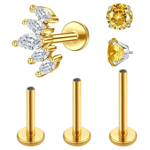 6 Stück Helix Piercings Gold Conch Piercing Gold,1.2mm*6mm Titan Helix Piercings,Innengewinde-Design,Geeignet Als Geschenk zu Weihnachten,Neujahr,Geburtstag und Muttertag