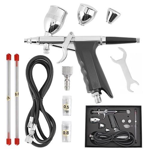 Airbrush Kit, Mehrzweck Schwerkraft Airbrushpistole System Set 0,3 mm 0,5 mm 0,8 mm Nossles Cups Set Kit