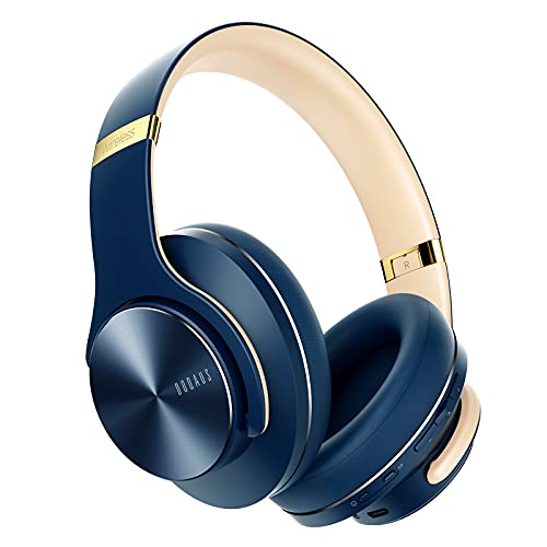DOQAUS Bluetooth Kopfhörer Over Ear, [Bis zu 90 Std] Kabellose Kopfhörer mit 3 EQ-Modi, HiFi Stereo Faltbare Headset mit Mikrofon, weiche Ohrpolster für iPhone/ipad/Android/Laptops-Navy Blau