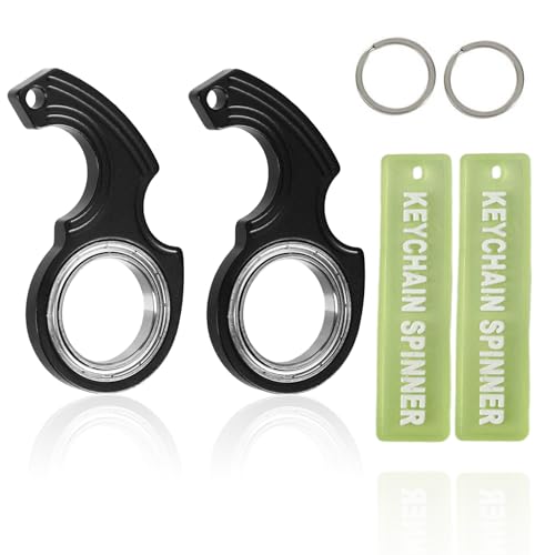 2 Stück Fidget Spinner Schlüsselanhänger Ring Spielzeug, Keyring Tragbar Finger Spinner Mit Schlüsselringe Und Leuchtender, Für Fingertraining, Kinder Und Erwachsene Angstlinderung Schlüssel Spinner