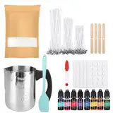 ALLAVA Kerzen Selber Machen Set, DIY Set Erwachsene, Duftkerzen Delber Machen, Kerzenwachs 500g,8 Kerzenfarbe,Schmelztopf 600ML,Kerzendochte,KerzenAufkleber,Dochthalter, DIY Set für Kerzenherstellung