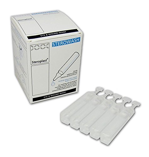 Sterile Augen- und Wundreinigungslösung für den Notfall, – 25 x 20 ml Phiolen, Einwegbehälter, ideal für Erste-Hilfe-Sets