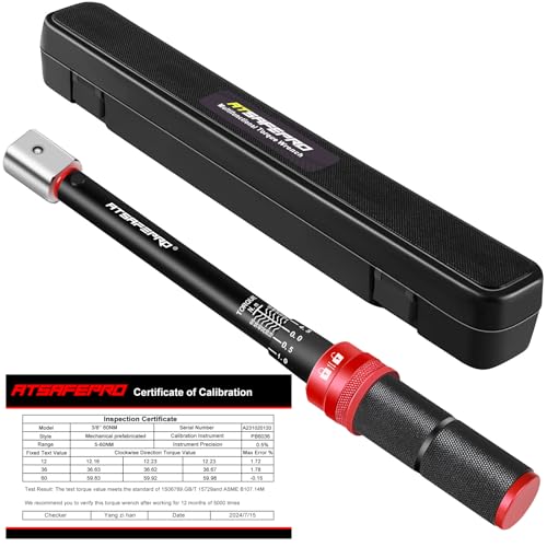 ATsafepro Einsteck Drehmomentschlüssel 5-60 Nm, 9×12mm offener Enddrehmomentschlüssel, austauschbarer Drehmomentschlüssel für HVAC Mini Split, Kältesysteme, Fahrrad, Motorrad und Autowartung