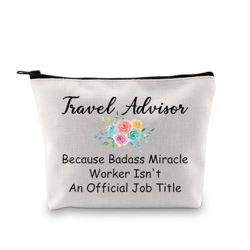 JXGZSO Lustiges Reisebüro Geschenk Reiseberater Kosmetiktasche Because Badass Miracle Worker Isn't An Official Job Title Guys Trip Gifts, Reiseberater