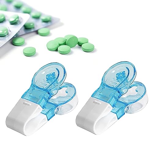 YEJAHY Engeliebe Mimi Tragbare Pillendose,Tragbarer Pillenöffner, Hilfsmittel, Pillenmacher, Splitter mit Aufbewahrungsbox, kein Kontakt, einfach herauszunehmen – 2 Stück