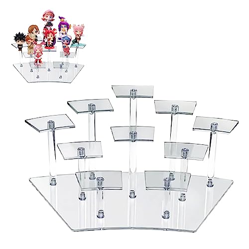 mumisuto Acryl Riser Display Regal Ständer für Funko Pops Figuren, Display Ständer Acryl, Tischplatte klar Acryl Organizer für Nagellack Gewürz Kosmetik Kunsthandwerk Schmuckständer (Durchsichtig)