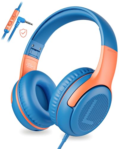 awatrue Kinder Kopfhörer, Kabel Kinderkopfhörer mit Mikrofon, Over Ear Kopfhörer Kinder für Schule/Reisen/PC/Tablet, 85/94dB Lautstärkenbegrenzer, Stereo Sound, Faltbare, Audio-Sharing
