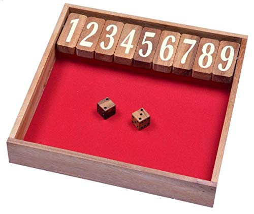 LOGOPLAY Jackpot Gr. XL - Shut The Box - Klappenspiel - Würfelspiel - Gesellschaftsspiel - Spielbox aus Holz